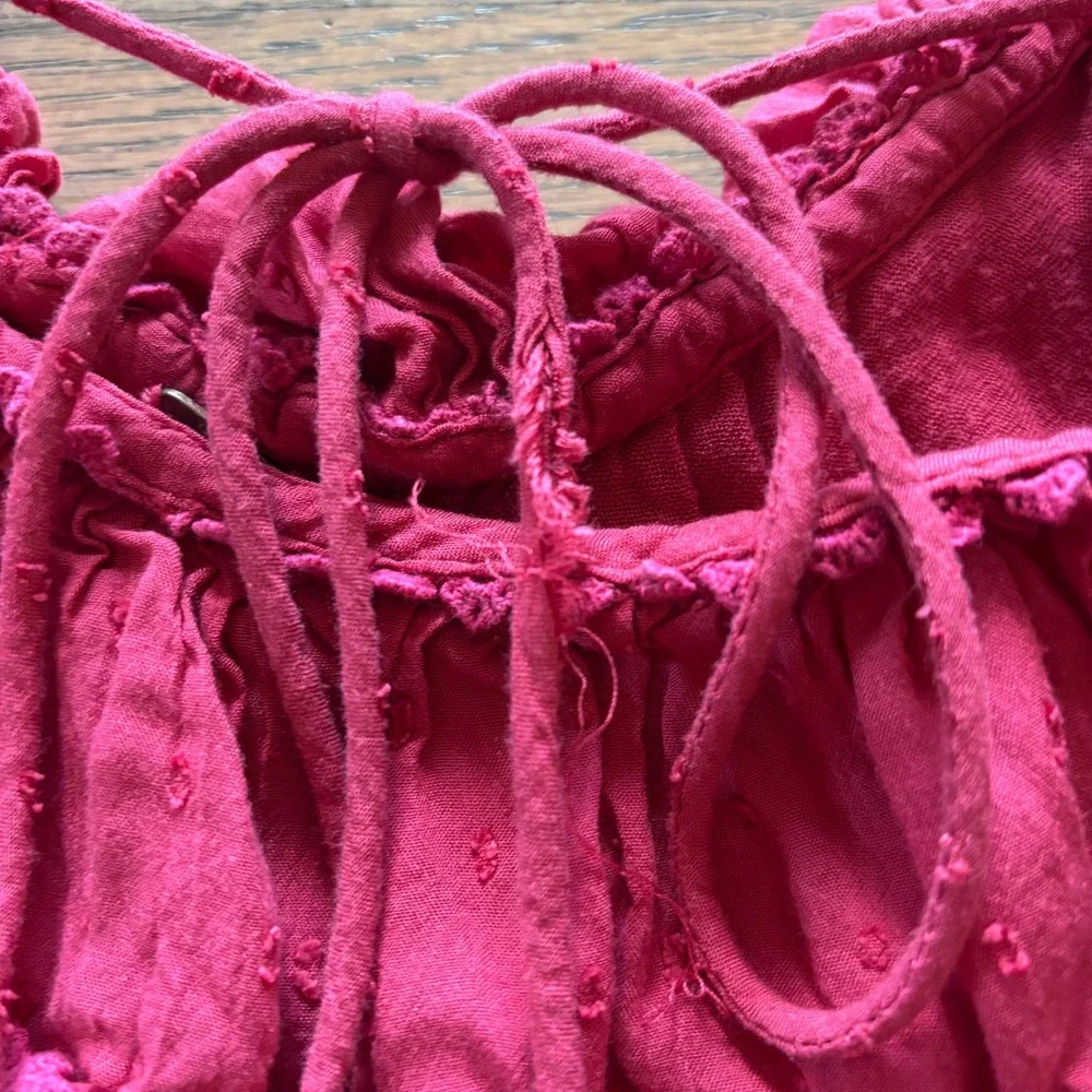 Free People Cruel Intentions Mini Dress Raspberry Peasant Ruffle Boho Womens 4 - Picture 4 of 8